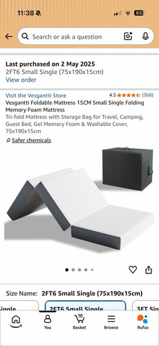Tri fold memory foam - 2x,